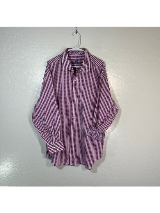 Robert Graham Other - Robert Graham Shirt Mens XXXL Button Up Flip Cuff Art Pink White Check